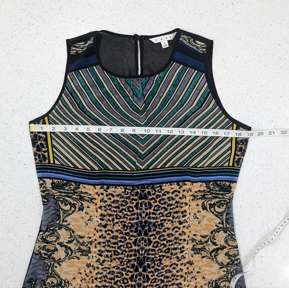 CAbi Gray Tan Animal Print Striped Chiffon Tank Top Blouse Sheer Lightweight S - Picture 3 of 8